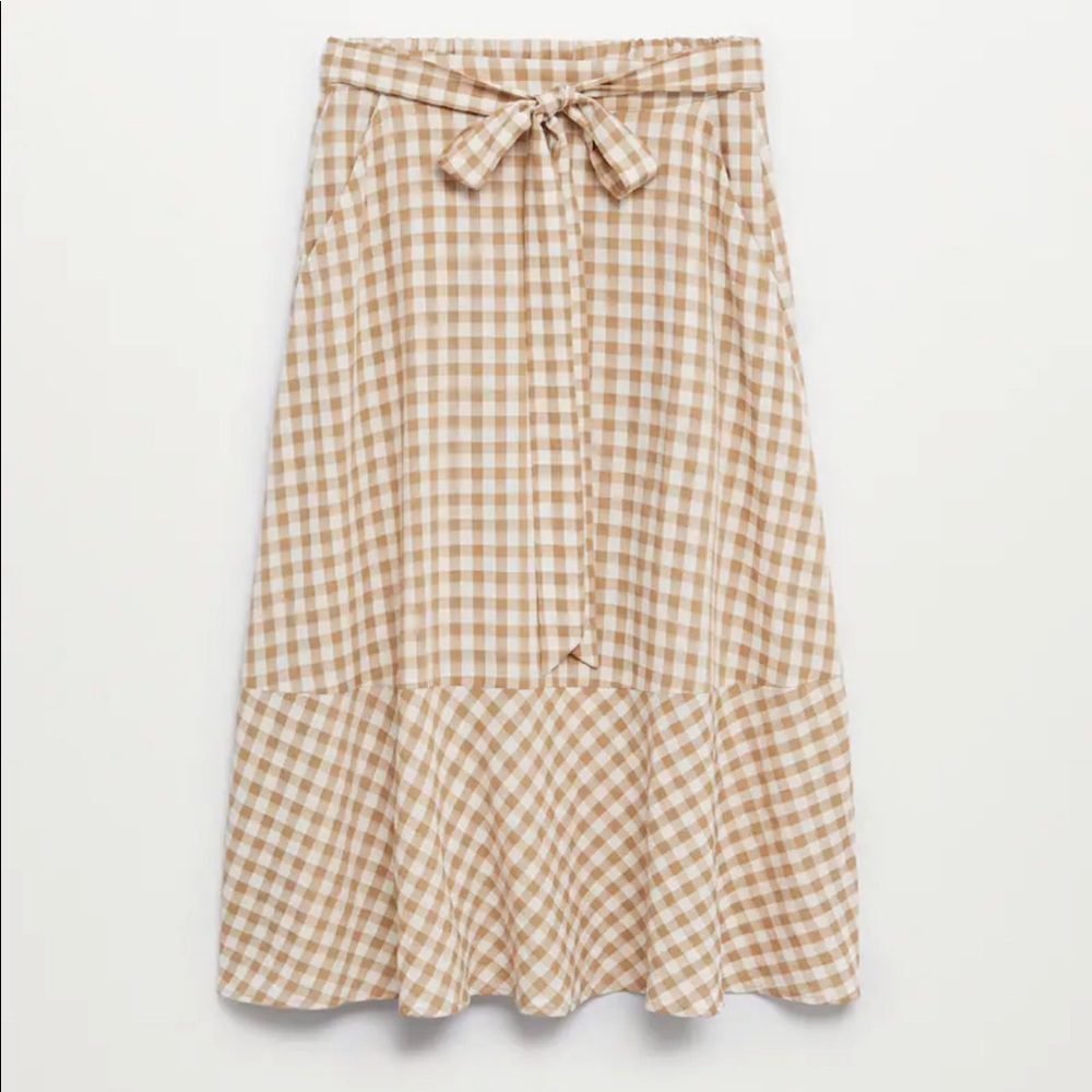 Final Mango || Gingham midi skirt